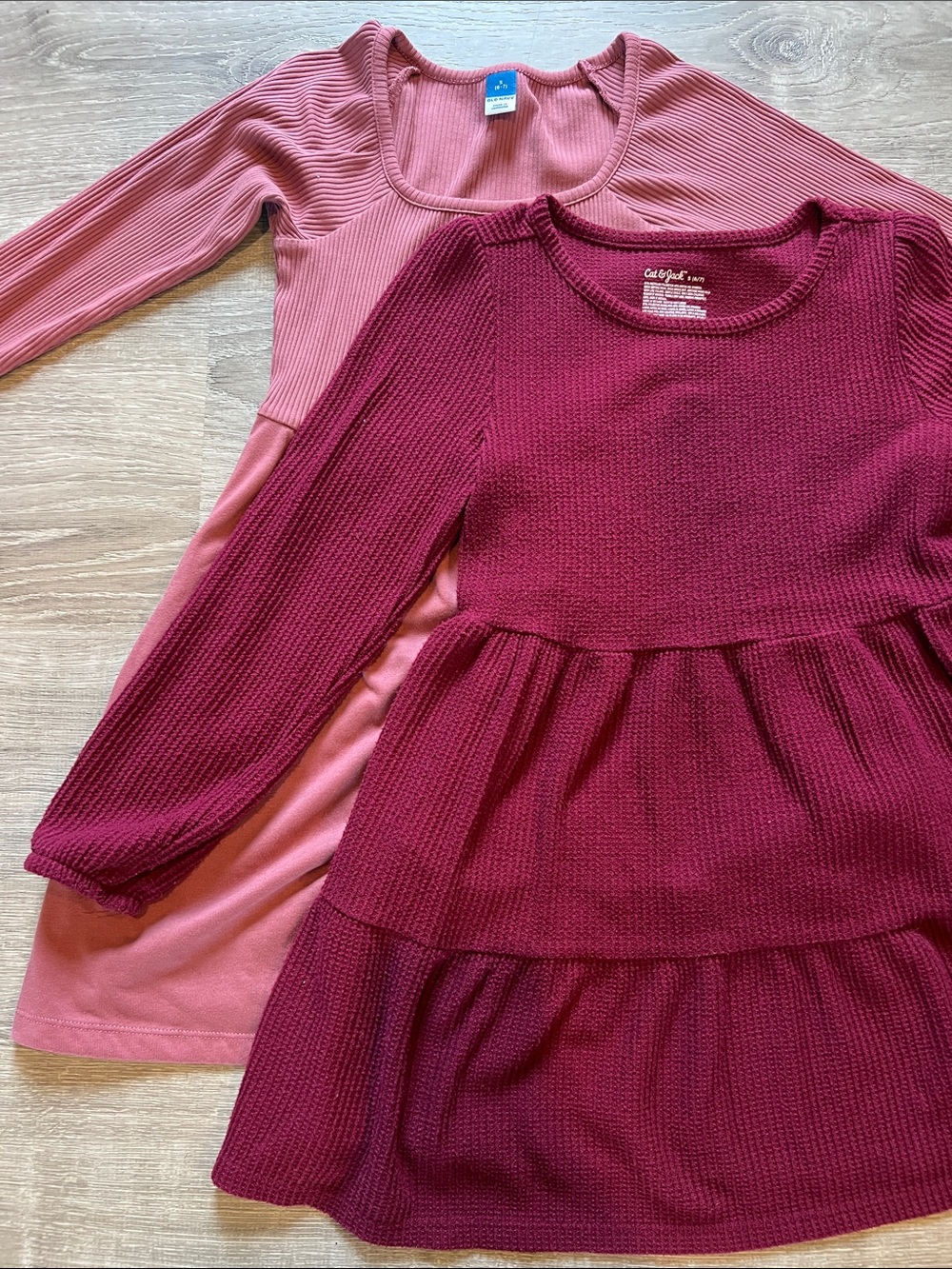 Girls Old Navy Cat & Jack Long Sleeve Pink Cozy Ribbed Dress Bundle Lot Size 6/7